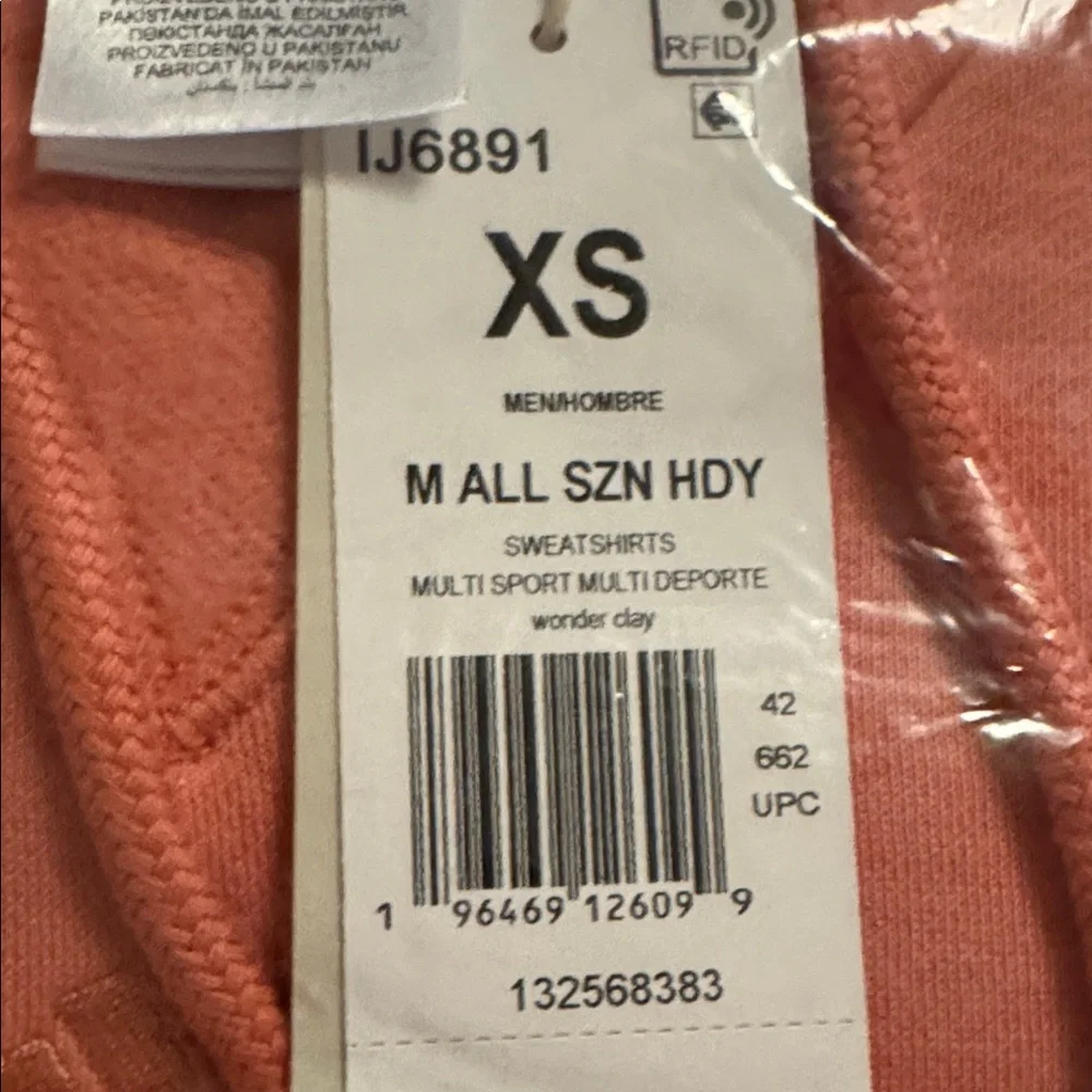 adidas Men's ALL SZN Fleece Hoodie Wonder Clay Pink Orange XS New With Tags NWT